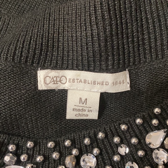 Cato Black open shoulder with beaded rhinestone collar sweater - Size medium - Picture 5 of 11